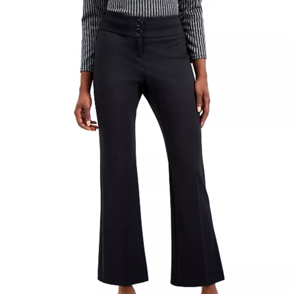 Alfani Tummy Control Black Snap Button Trousers
